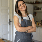 Samantha, founder of Tasty Easy Meals, smiling in her home kitchen